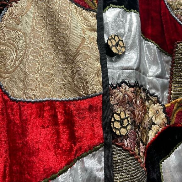 Allure Vintage Velvet Patchwork Tapestry Artsy Button Up Jacket Wommen’s Size L - Picture 5 of 13